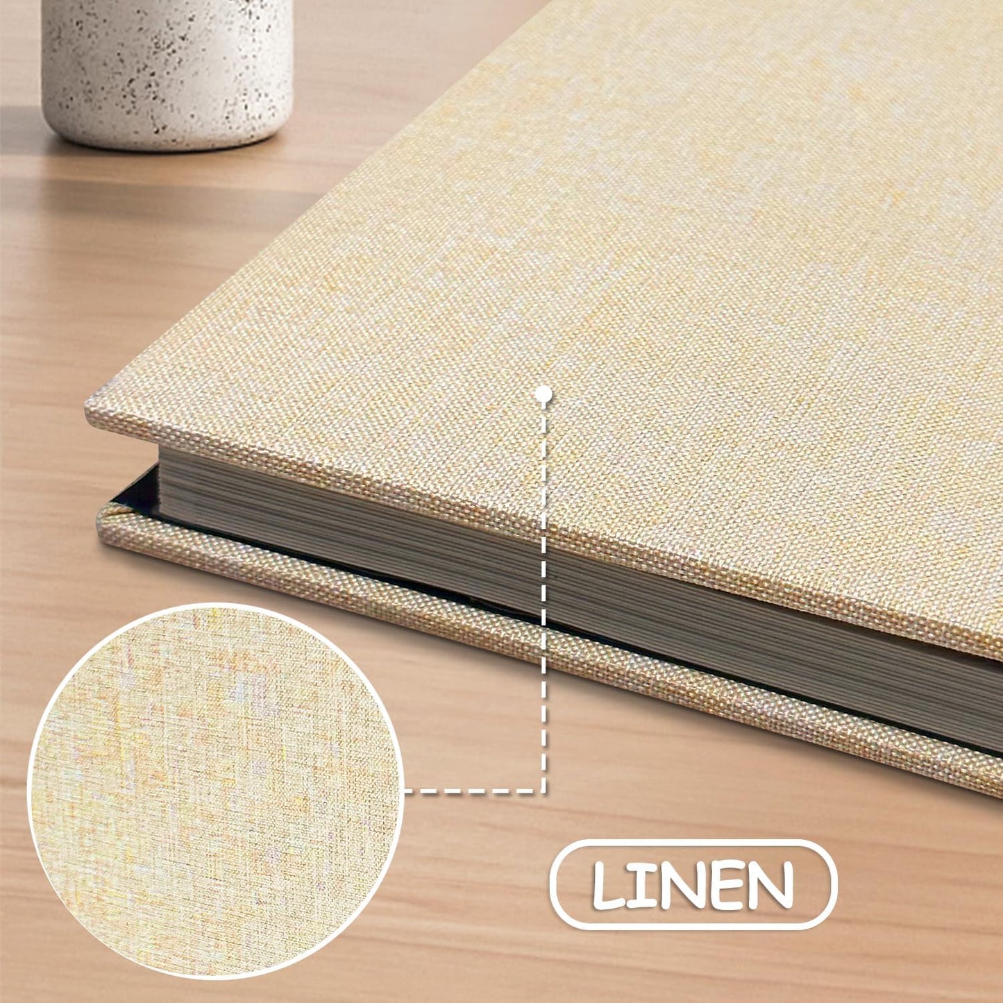 Large Photo Album Self Adhesive Scrapbook Album for 4×6 5×7 8×10 Pictures DIY Magnetic Linen Cover Album 60 Pages for Family Wedding Gifts with Metal Pen and Plastic Board
