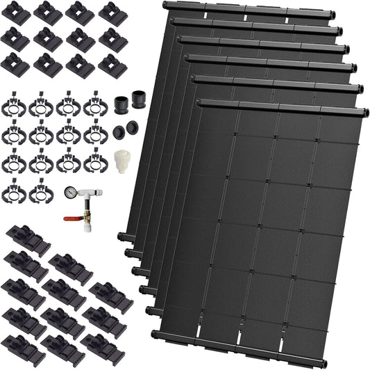 Industrial Grade Solar Pool Heater DIY Kit - Superior High-Wind Strapless Mounting System & Maximum Freeze Resistance (6-4'x10.5' / 252 Square Feet)