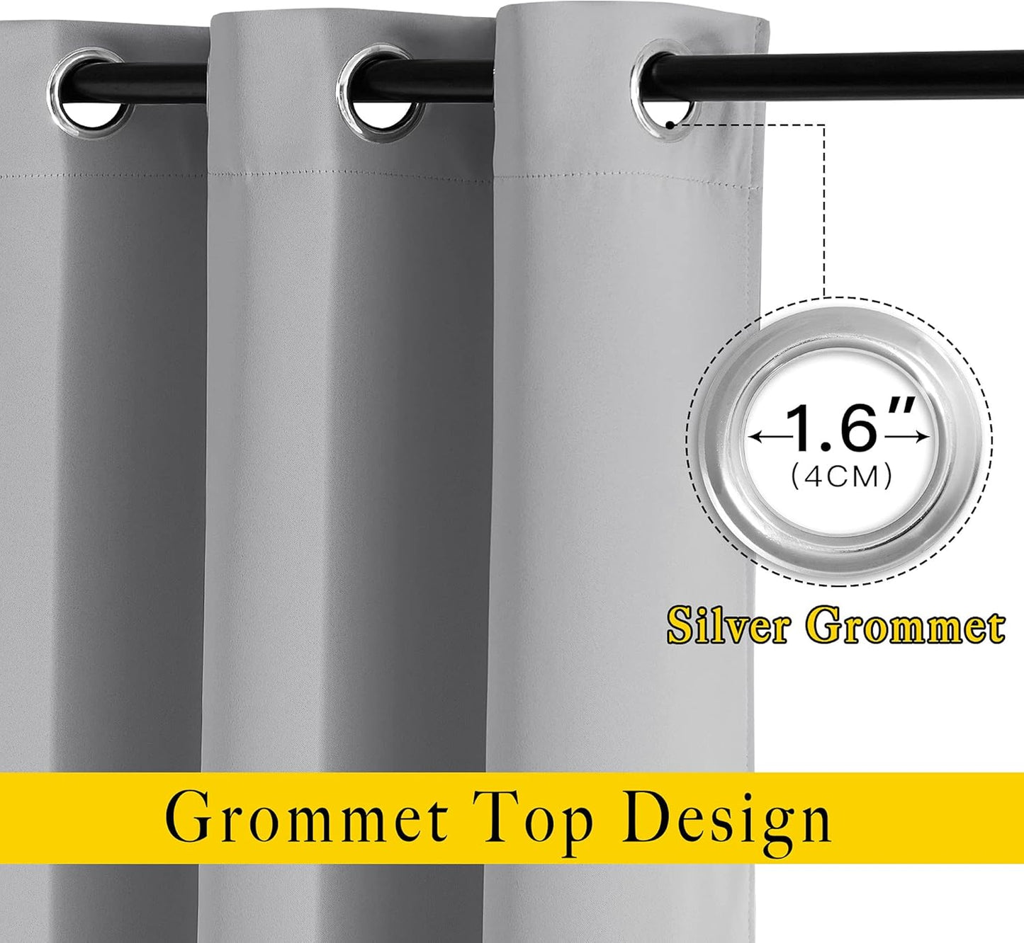 NICETOWN Silver Grey Sliding Door Curtains 2 Panels Set 118 inches Long, Grommet Thermal Blackout Curtains Privacy Room Divider Sound Reducing for Bedroom/Living Room, W66 x L118