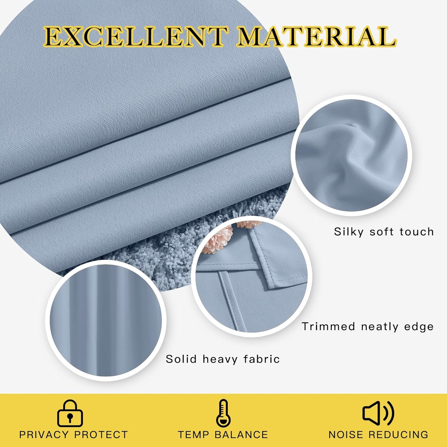 NICETOWN Blackout Curtain Drapes for Living Room - Decorative Thermal Insulated Solid Grommet Top Room Darkening Window Treatments for Kids Room (Vintage Blue, 1 Pair, 46 x 72-Inch)