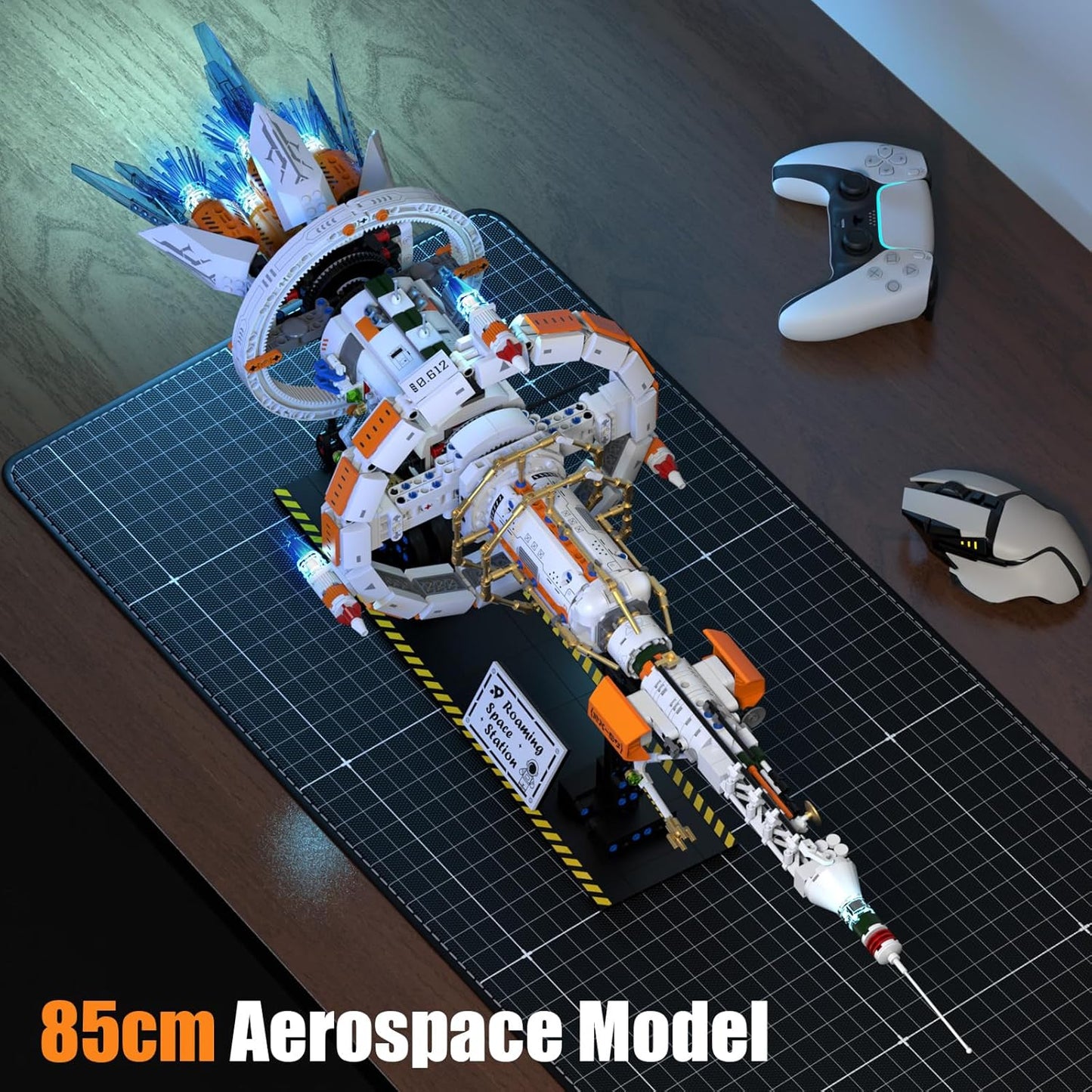 Space Station Spaceship Building Block Set with Motor & LED Lights, Space Exploration Model Building Kits with Display Stand, STEM Engineering Gift for Kids,Adults and Space Fans (1583 PCS)