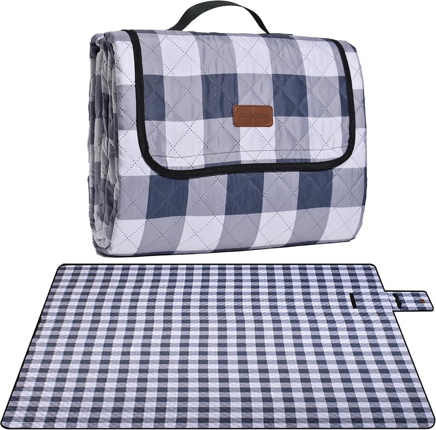 Extra Large Picnic Blanket 80''x 60'' Picnic Mat Waterproof Sand Proof Foldable for Beach, 5-Layer Outdoor Blanket for 6 to 8 Adults,Camping Lawn Hiking Travel Park Music Festival Wedding Mats(Gray)