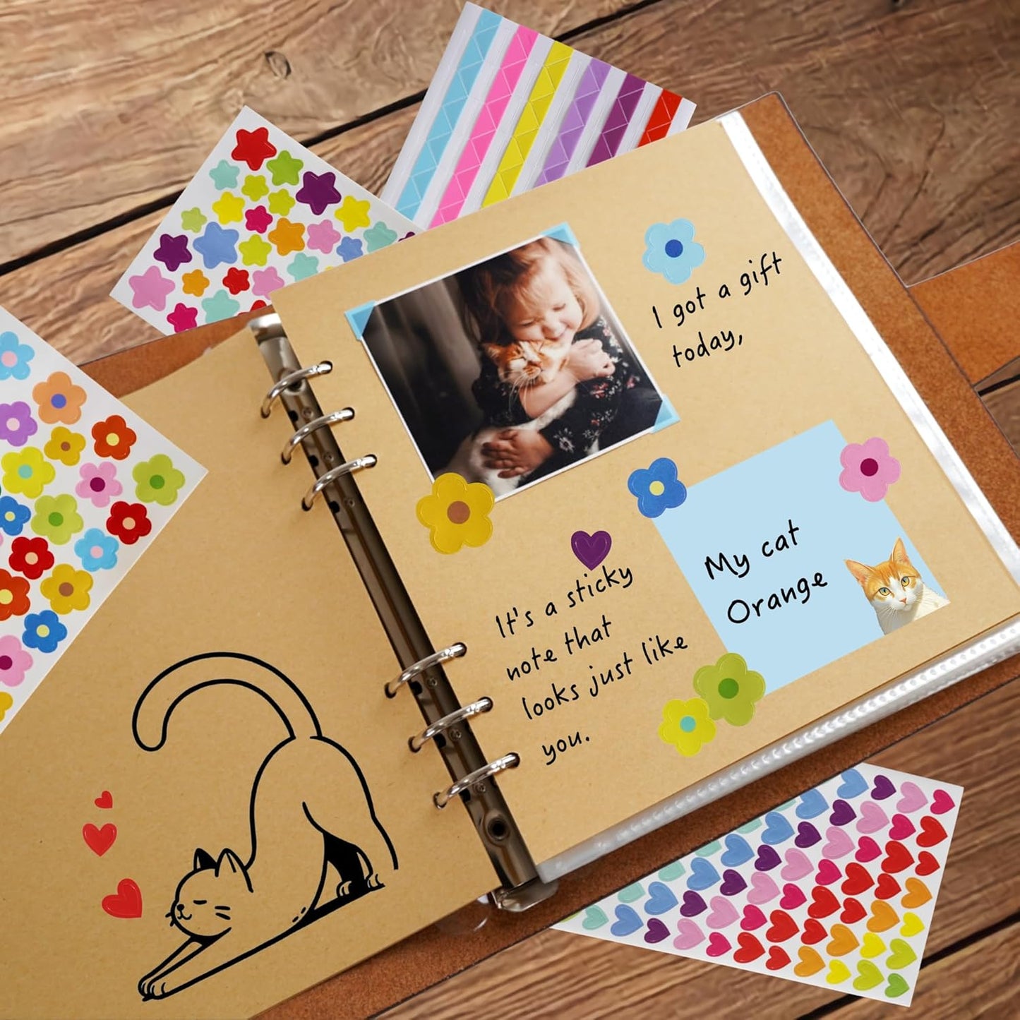 Genuine Leather Photo Album 4x6 for 200 Photos, Scrapbook with Writing Space of 30 Paper and Stickers, Travel Family Wedding Kids Graduation Ultrasound Baby Picture Album, Fathers Day Gift, Brown