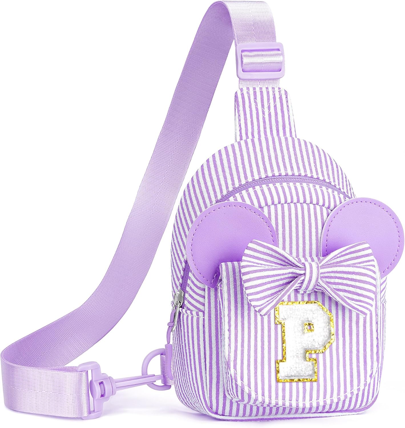 Purple Crossbody Bag, Gifts for Girl Kid, Birthday Gifts for 3 4 5 6 7 8 9 Year Old Girls Gift Ideas, Birthday Gift for Little Girl Kids, Small Initial Belt Bag (Purple P)