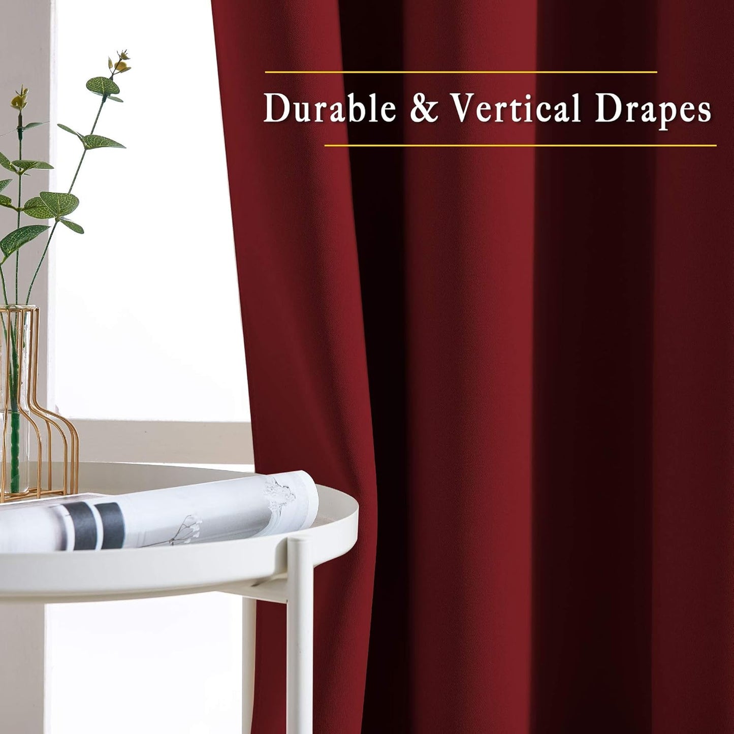 NICETOWN Blackout Patio Curtains for Windows 84 inch Length - Solid Thermal Insulated Grommet Light Reducing Panels Window Treatment for Living Room (Burgundy Red, 2 Panels = 160" Wide)