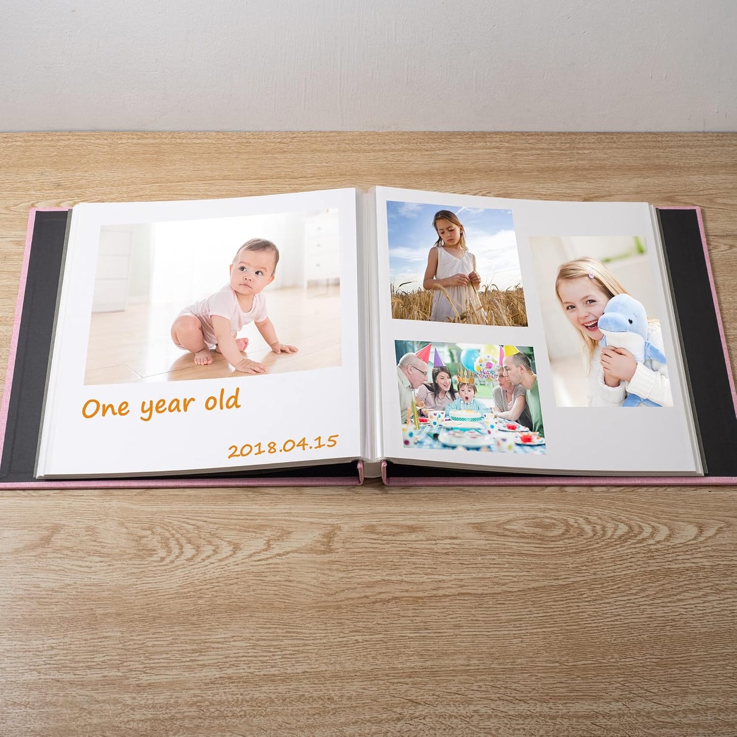 Large Photo Album Self Adhesive Scrapbook Album for 4×6 8×10 Pictures DIY Magnetic Linen Cover Album 60 Pages for Family Wedding Gifts with Metal Pen and Plastic Board