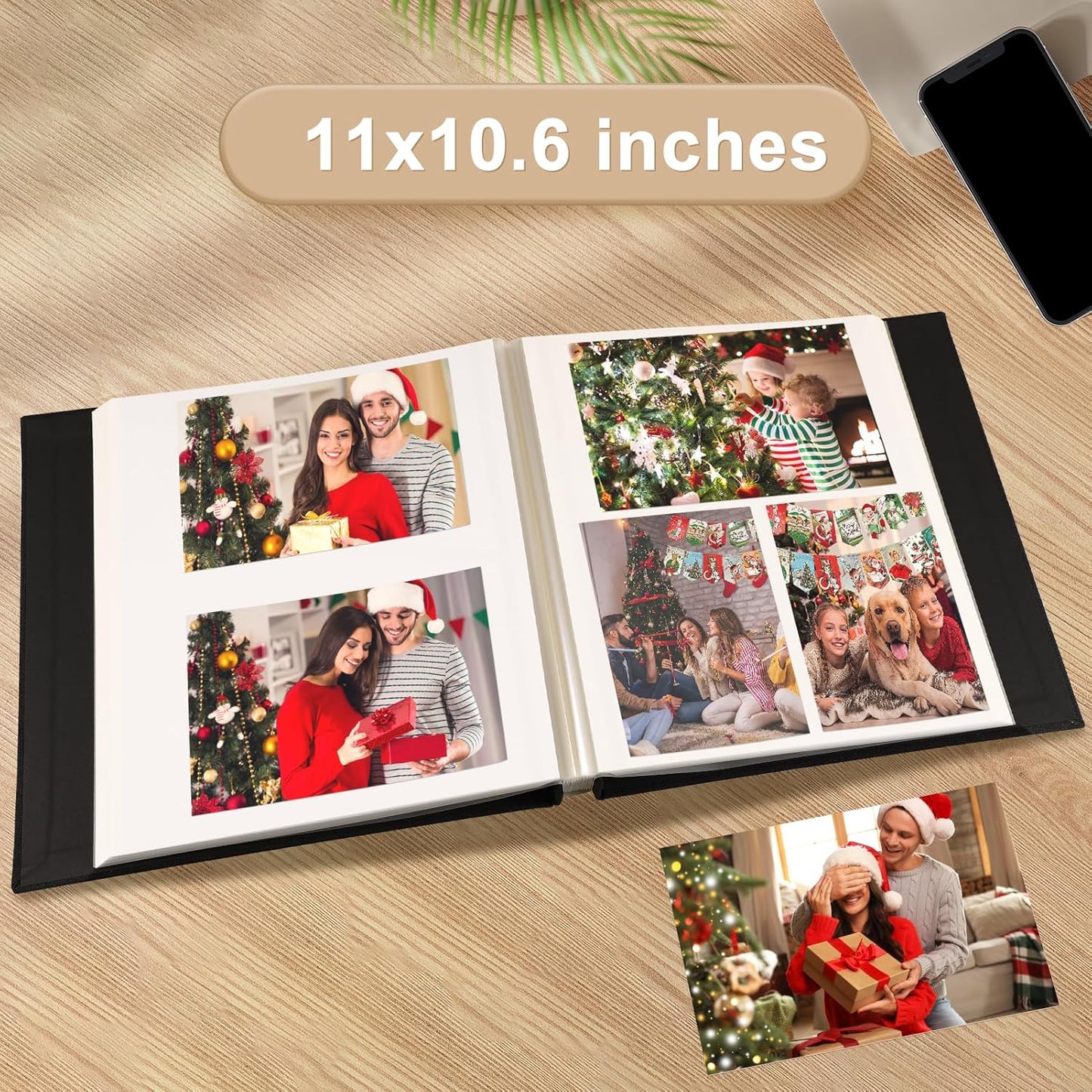 Photo Album Self Adhesive Pages Scrapbook Magnetic Photo Albums for 4x6 5x7 8x10 Pictures Sticky Pages Books for Baby Family Wedding 11x10.6 White 40 Pages