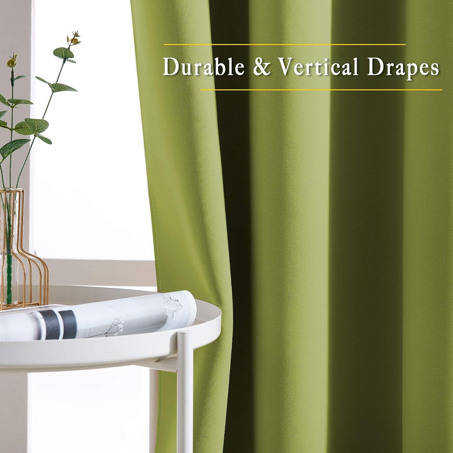 NICETOWN Room Darkening Curtains Panels for Window - Triple Weave Energy Saving Thermal Insulated Solid Grommet Room Darkening Drapes for Kitchen (1 Pair, 66 inches by 54 Inch, Fresh Green)