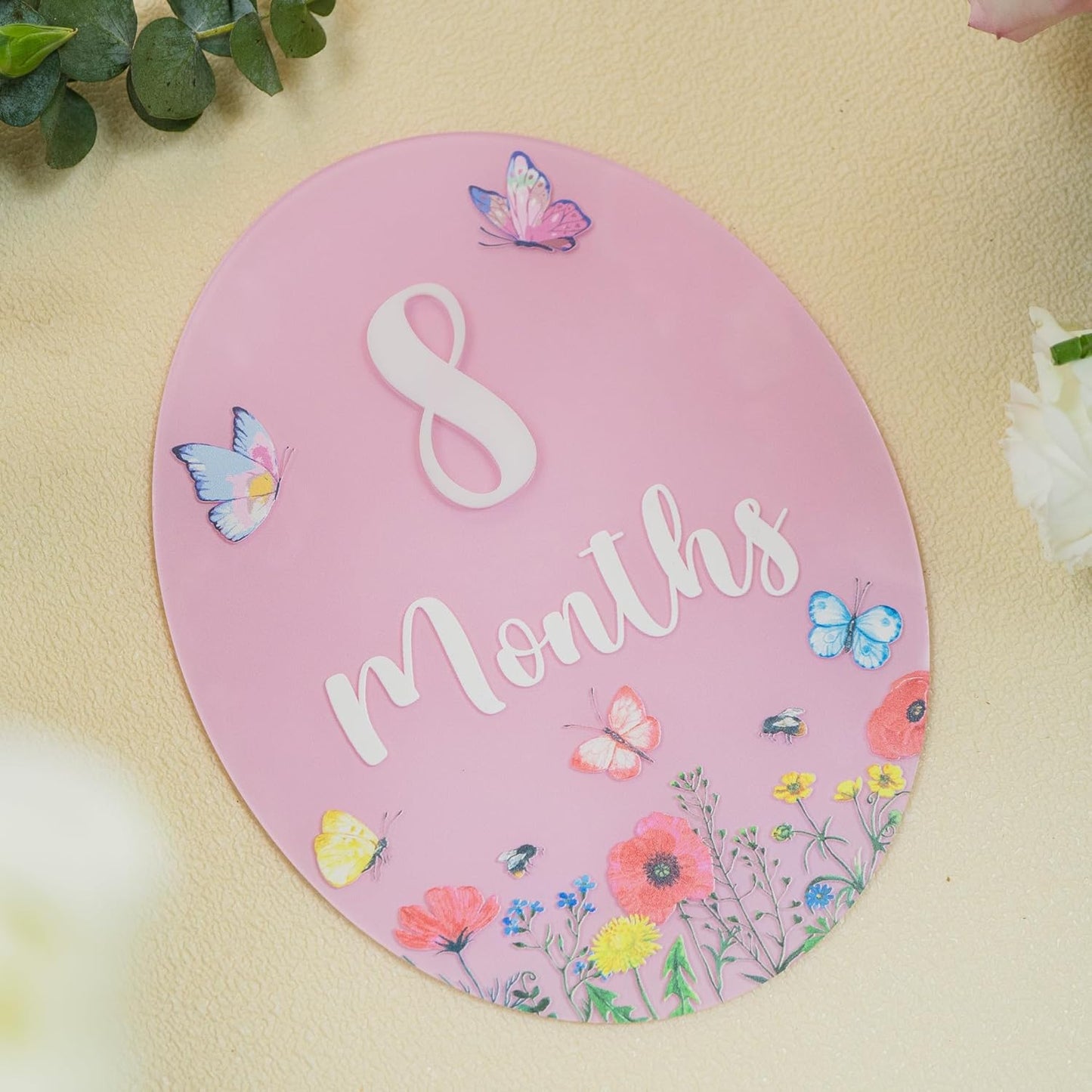 Baby Monthly Milestone Sign - Acrylic Baby Monthly Milestone Card - Newborn Photography Props to Document Your Baby´s Growth - Baby Announcement Sign (B11)