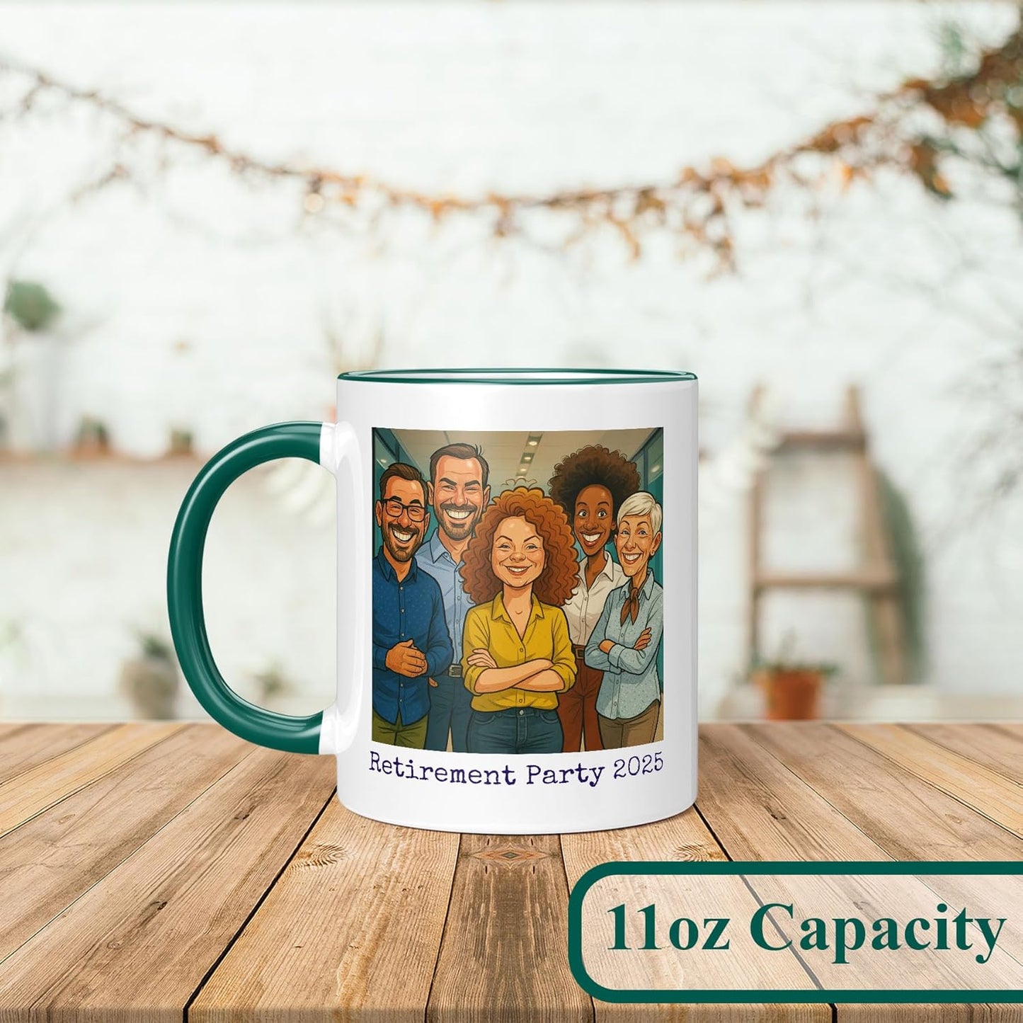 Personalized Coffee Mug, Custom Photo Caricature Gift, Funny Customized Coffee Gift for Men & Women, Custom Mugs with Pictures, Green 11oz Customized Fathers Day Mug