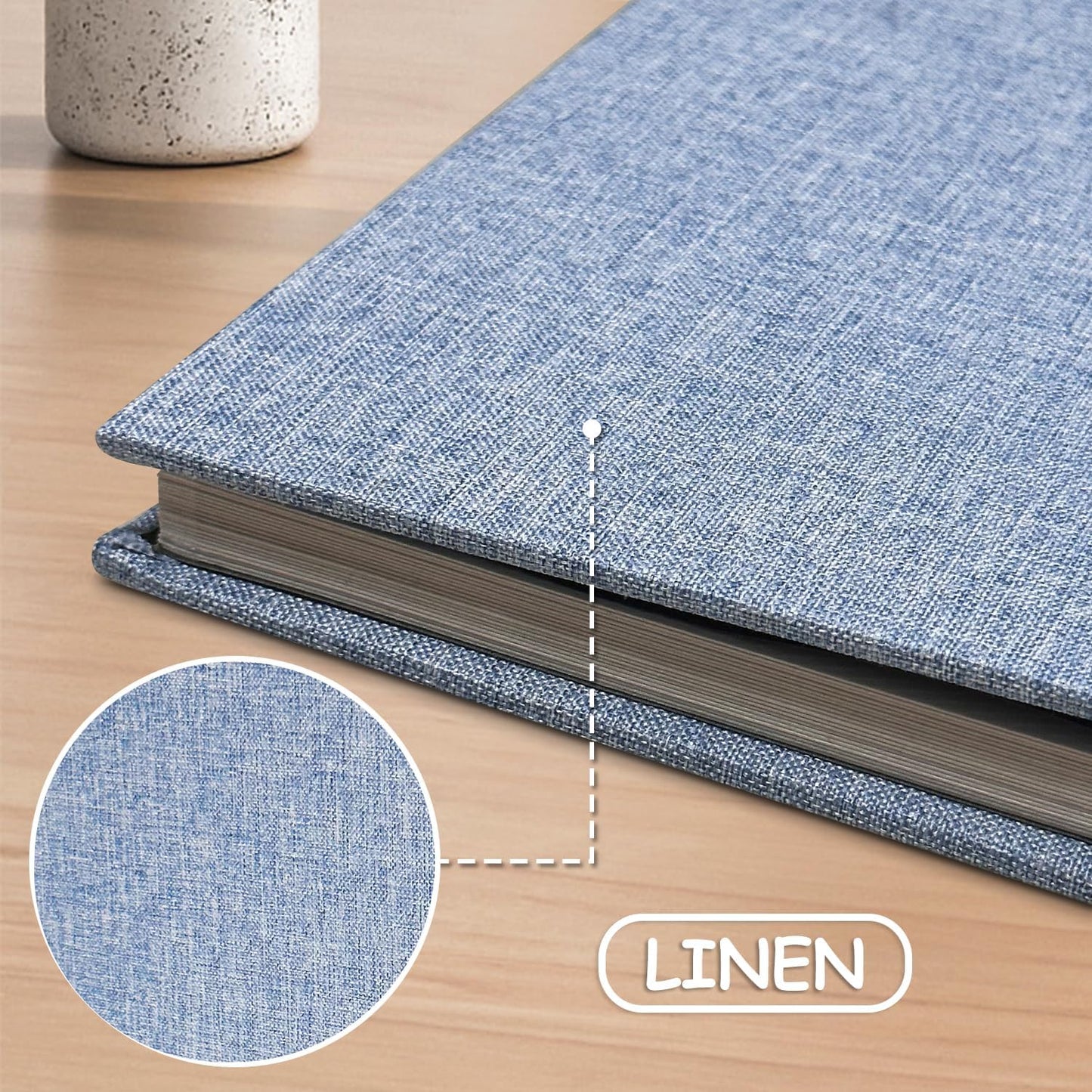 Large Photo Album Self Adhesive Scrapbook Album for 4×6 8×10 Pictures DIY Magnetic Linen Cover Album 40 Pages for Family Wedding Gifts with Metal Pen and Plastic Board