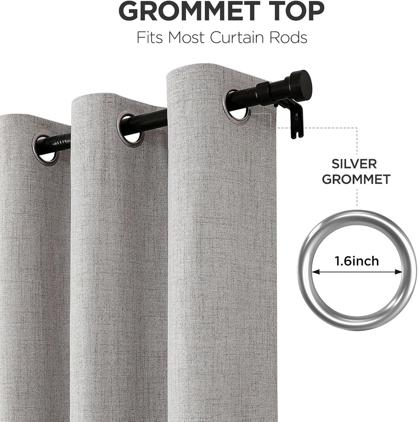Joydeco Blackout Curtains 63 Inches Long 2 Panels Burg, Room Darkening Curtains for Bedroom, 100% Black Out Textured Thermal Drapes Privacy Protection 2 Panels Set(W52 x L63 Inch, Greyish White)