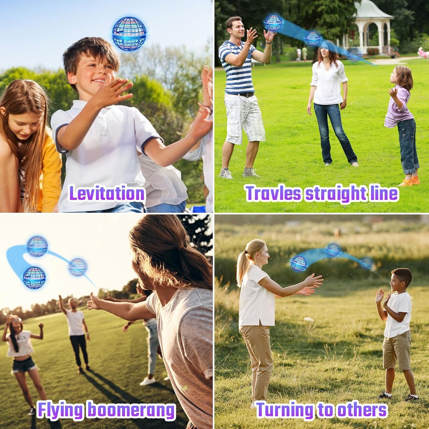 Sosuy 2025 Flying Orb Ball Toy - Novelty Hover Balls Galaxy Boomerang Hand Drone Orbit Magic Floating Ball Mini Outdoor Fidget Stocking Stuffer for Boys Girls Teens Kids Father's Day（Blue）