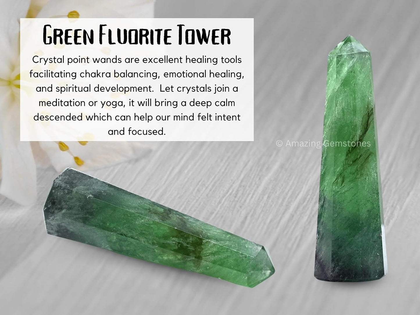 Amazing Gemstone Green Fluorite Crystal Towers - Natural Healing Crystal Point Obelisk for Reiki Healing and Crystal Grid (3 Inch)