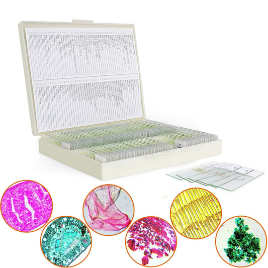 100 Microscope Slides with Specimens for Kids and Adults, Prepared Microscope Slides with Plants Animals Insects for Students Homeschool Edu