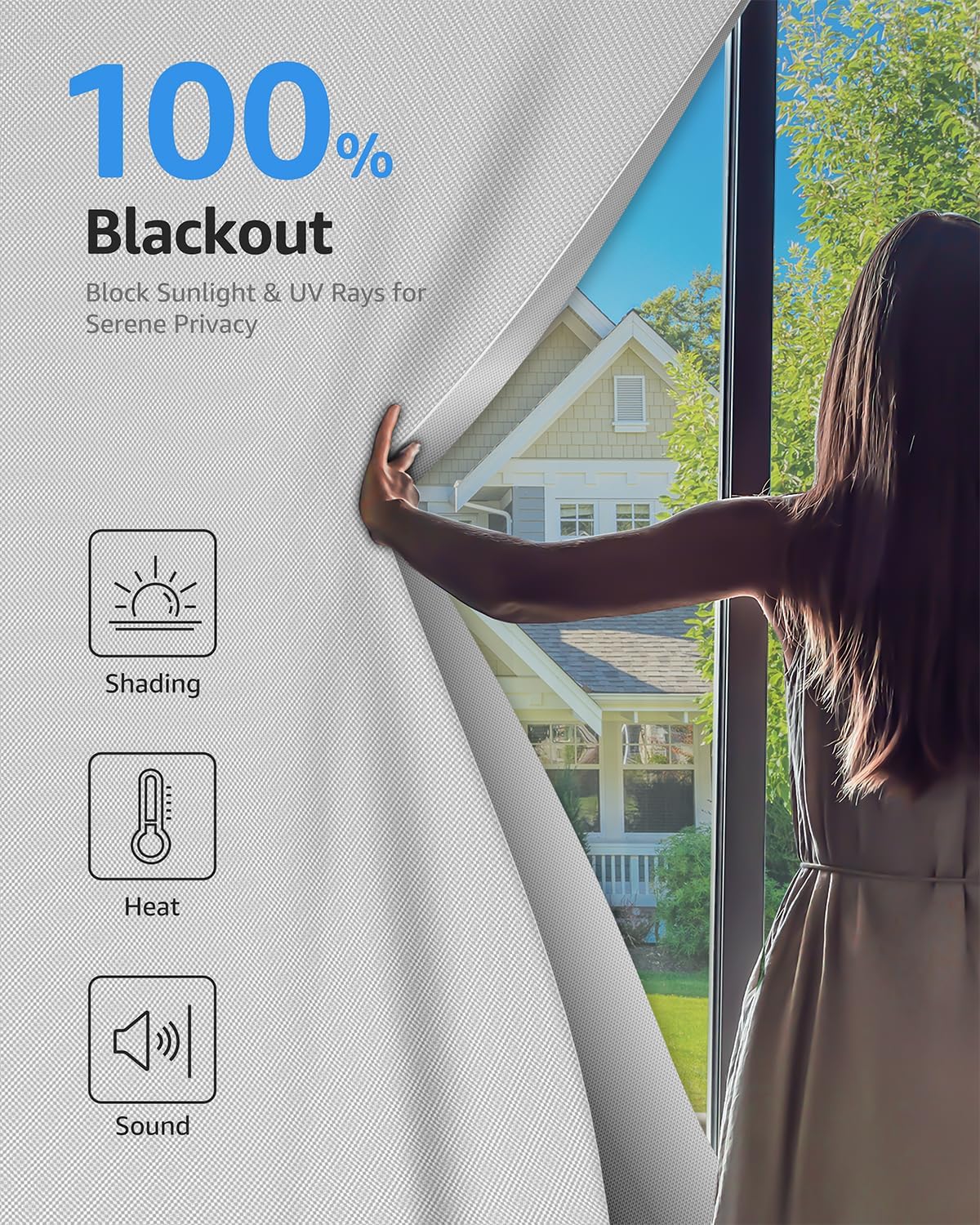 Sumobaby Blackout Curtains for Bedroom 30"x60" Portable No Drill Black Out Window Cover with Upgraded Hook&Loop Tapes,100% Blackout Shades,Thermal Insulated Blinds for Bedroom,Nursery(1 Panel,White)