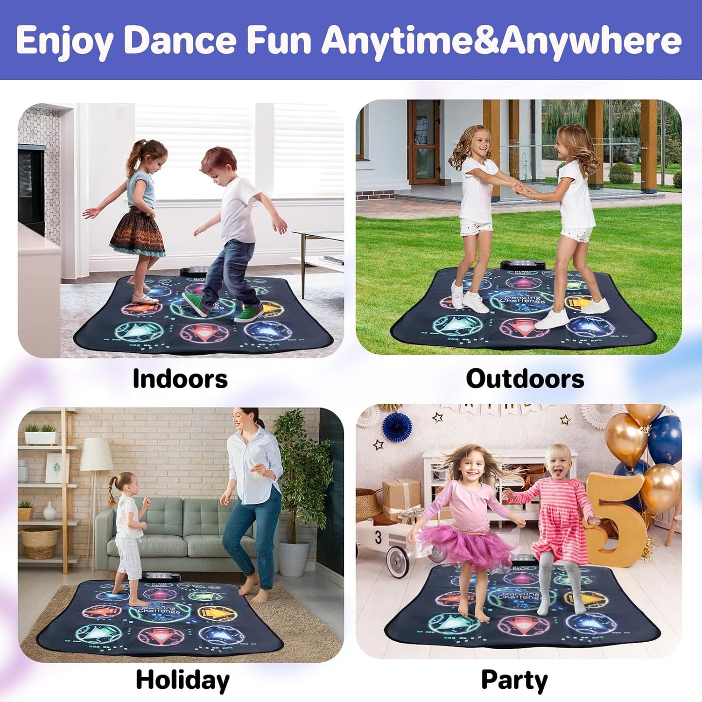 Dance Mat, Electronic Dance Mixer Rhythm Step PlayMat,Dance pad Game Toy for Girls Boys,Christmas/Festival/Birthday Gift for Kids, Built-in Music,24 Challenge Levels,Age 3-4 6 7 8 9 10 11 12+ Year Old