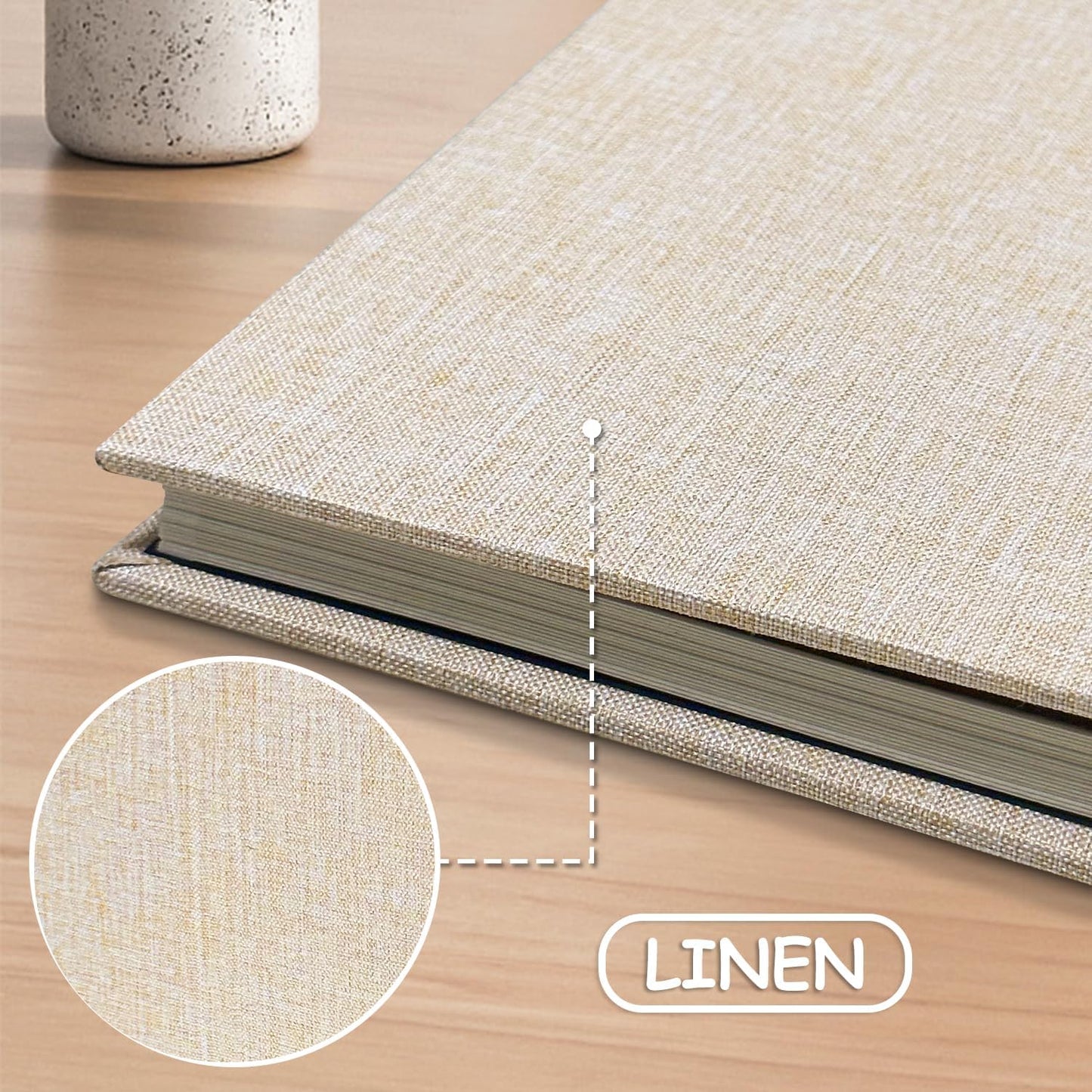 Large Photo Album Self Adhesive Scrapbook Album for 4×6 5×7 8×10 Pictures DIY Magnetic Linen Cover Album 60 Pages for Family Wedding Gifts with Metal Pen and Plastic Board