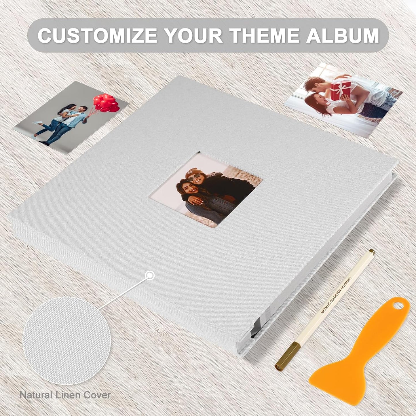Photo Album Self Adhesive Pages Scrapbook Magnetic Photo Albums for 4x6 5x7 8x10 Pictures Sticky Pages Books for Baby Family Wedding 11x10.6 White 60 Pages