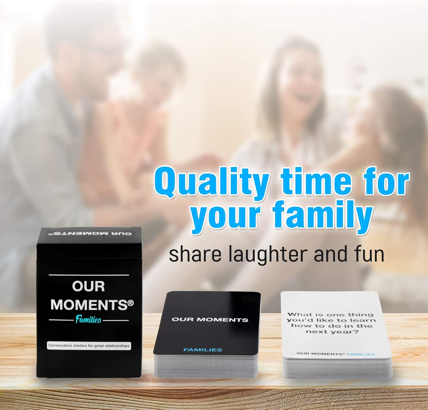 OUR MOMENTS Families: 100 Conversation Starter Cards for Families and Kids - Relationship Building - Car Travel, Road Trip & Card Game for Healthy Loving Family - Questions for Family Activities