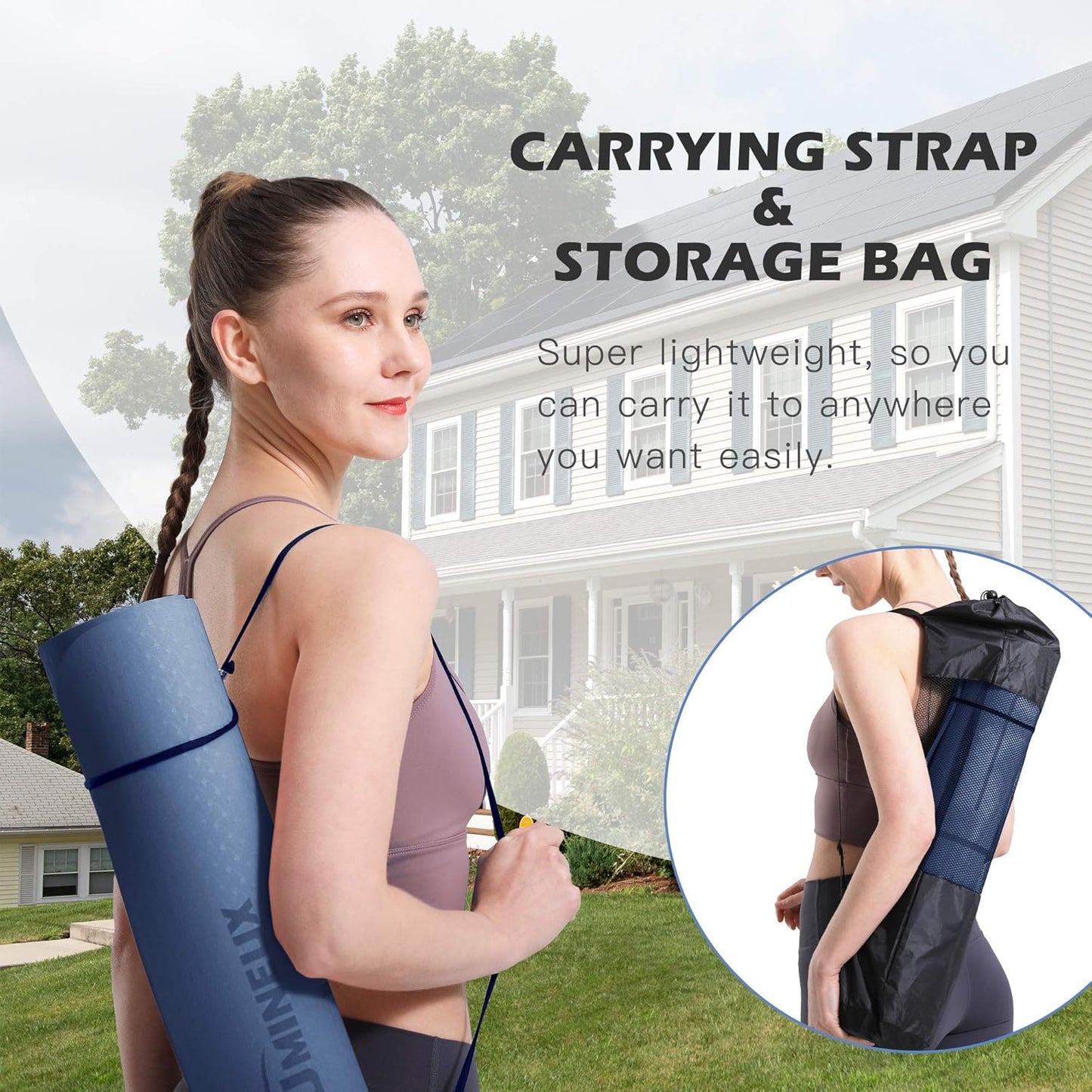 UMINEUX Yoga Mat Extra Thick 1/3'' & 2/5" Non Slip Yoga Mats for Women Eco Friendly TPE Fitness Exercise Mat with Carrying Sling & Storage Bag