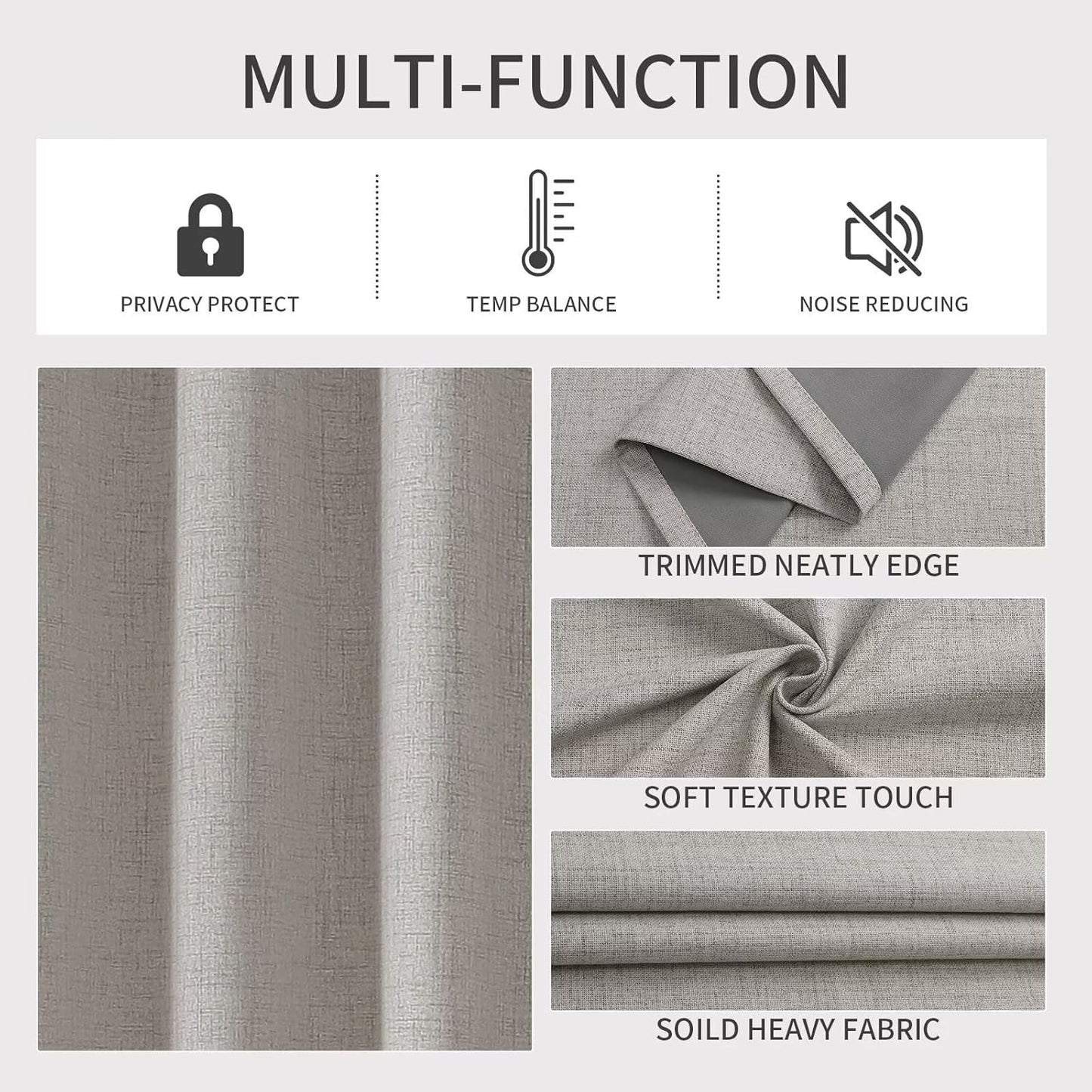 Joydeco Blackout Room Divider Curtains, Extra Wide Sliding Door Drapes Living Room Curtains, Greyish White 1 Panel 100W x 90L Inch Patio Door Drapes for Room Privacy
