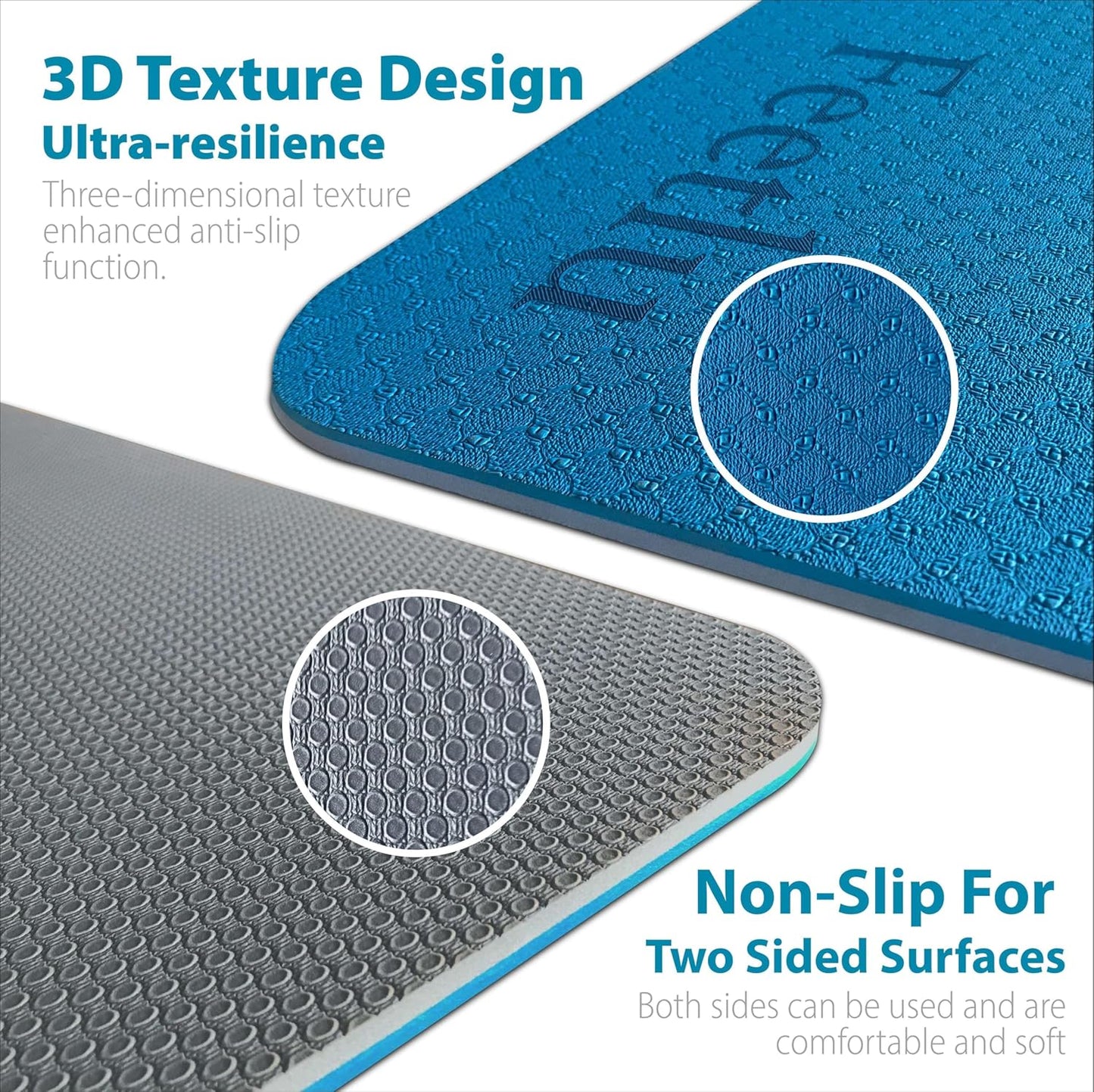 Extra Thick Exercise Yoga Mat with Strap - 2/5 Inch (10MM), Non-Slip Workout Mat for Yoga, Pilates, and Floor Exercises