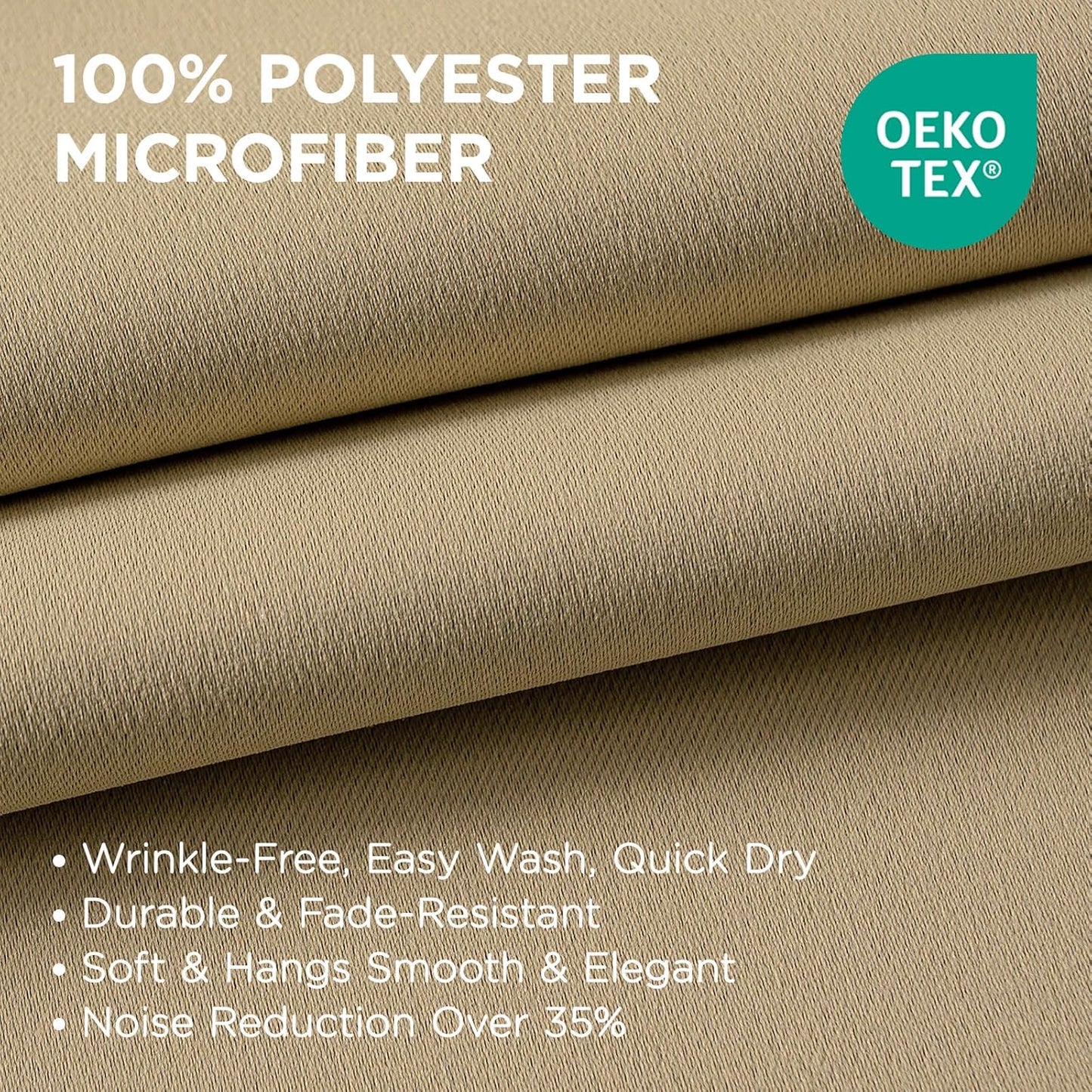 Joydeco Blackout Curtains 108 Inch Length 2 Panels Set, Thermal Insulated Long Curtains& Drapes 2 Burg, Room Darkening Grommet Drapes for Living Room Bedroom Window (W52 x L108 Inch, Beige)