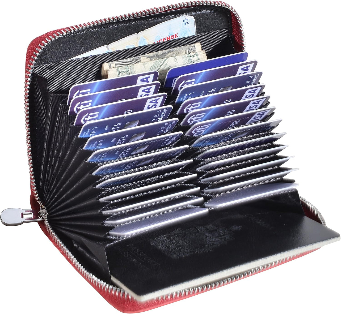 Easyoulife Genuine Leather Credit Card Holder Case RFID Travel Passport Wallet