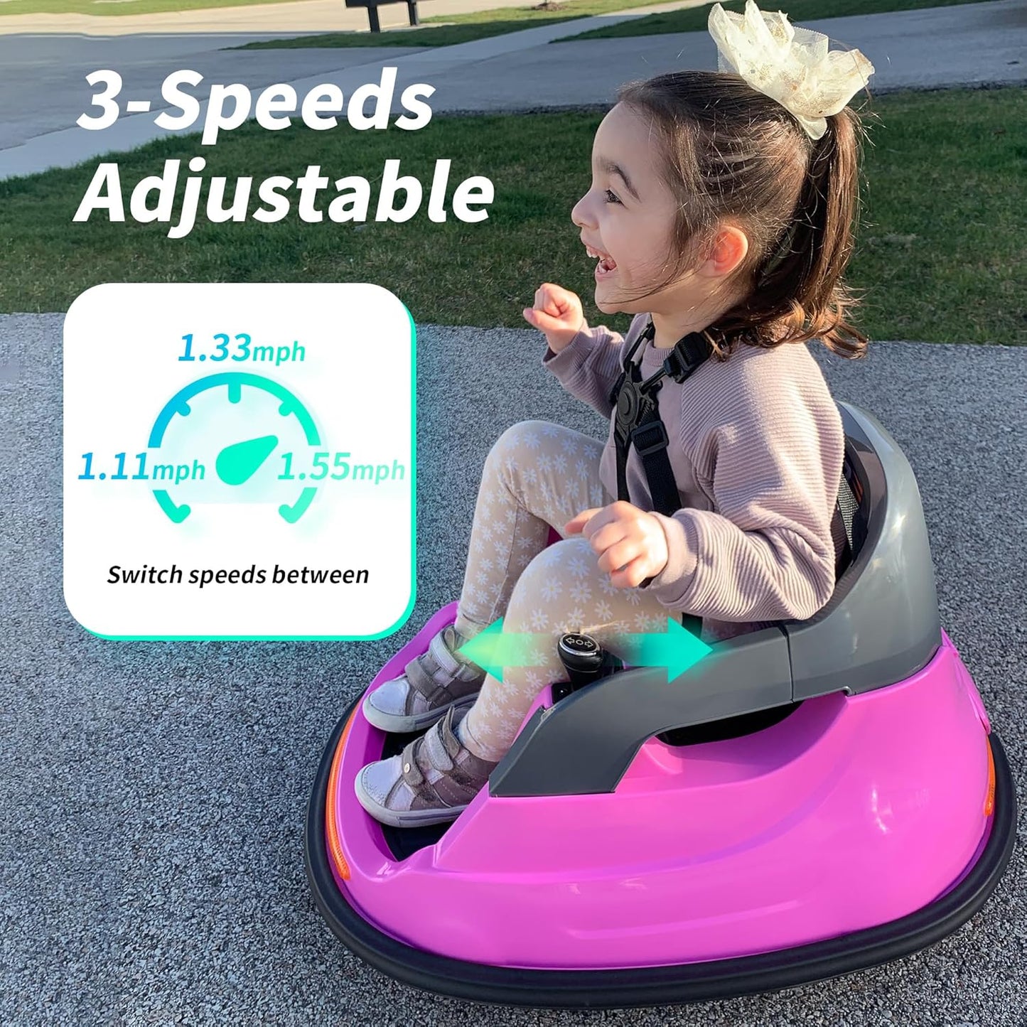 Baby Bumper Car, 6V Electric Kids Bumper Car for Toddlers with Remote Control, Bluetooth - Hot Pink