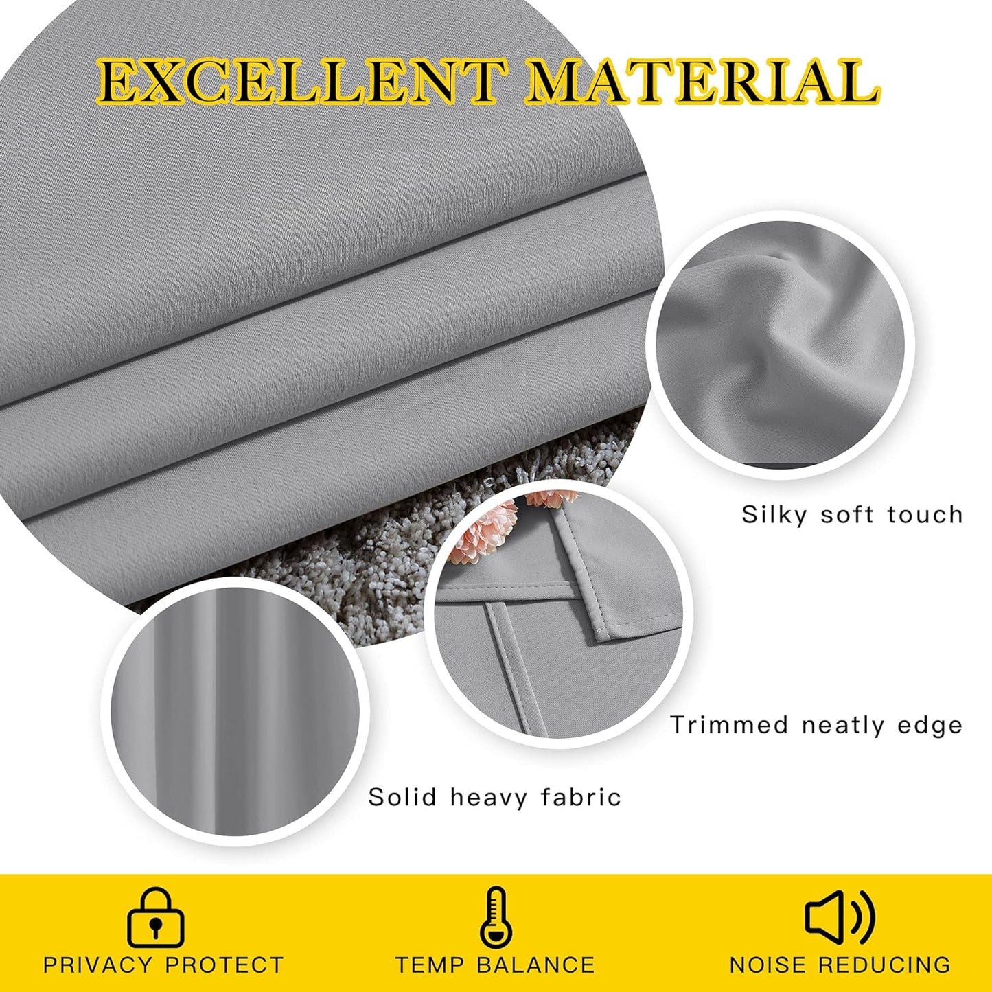 NICETOWN Silver Grey Blackout Curtains 102 inches Long, Grommet Thermal Insulated Solid Room Darkening Window Treatments Sound Reducing for Living Room, W46 x L102, Set of 2