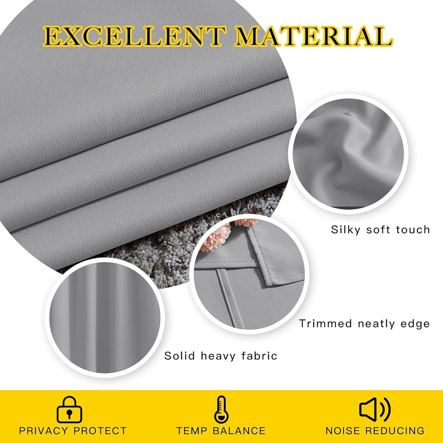NICETOWN Silver Grey Curtains 84 inch Length 2 Panels, Grommet Thermal Insulated Window Treatments Light & Sound Reducing Drapes for Living Room/Bedroom, W46 x L84