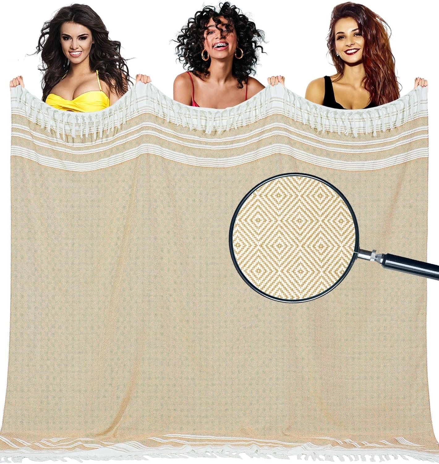 Oversized Turkish Beach Towel Blanket Cotton Giant XL Sandproof Towels Huge Linen XXL Extra Large Big Throw Quilt Blankets for Adults Cloud Travel Camping Glamping Accessories Essentials