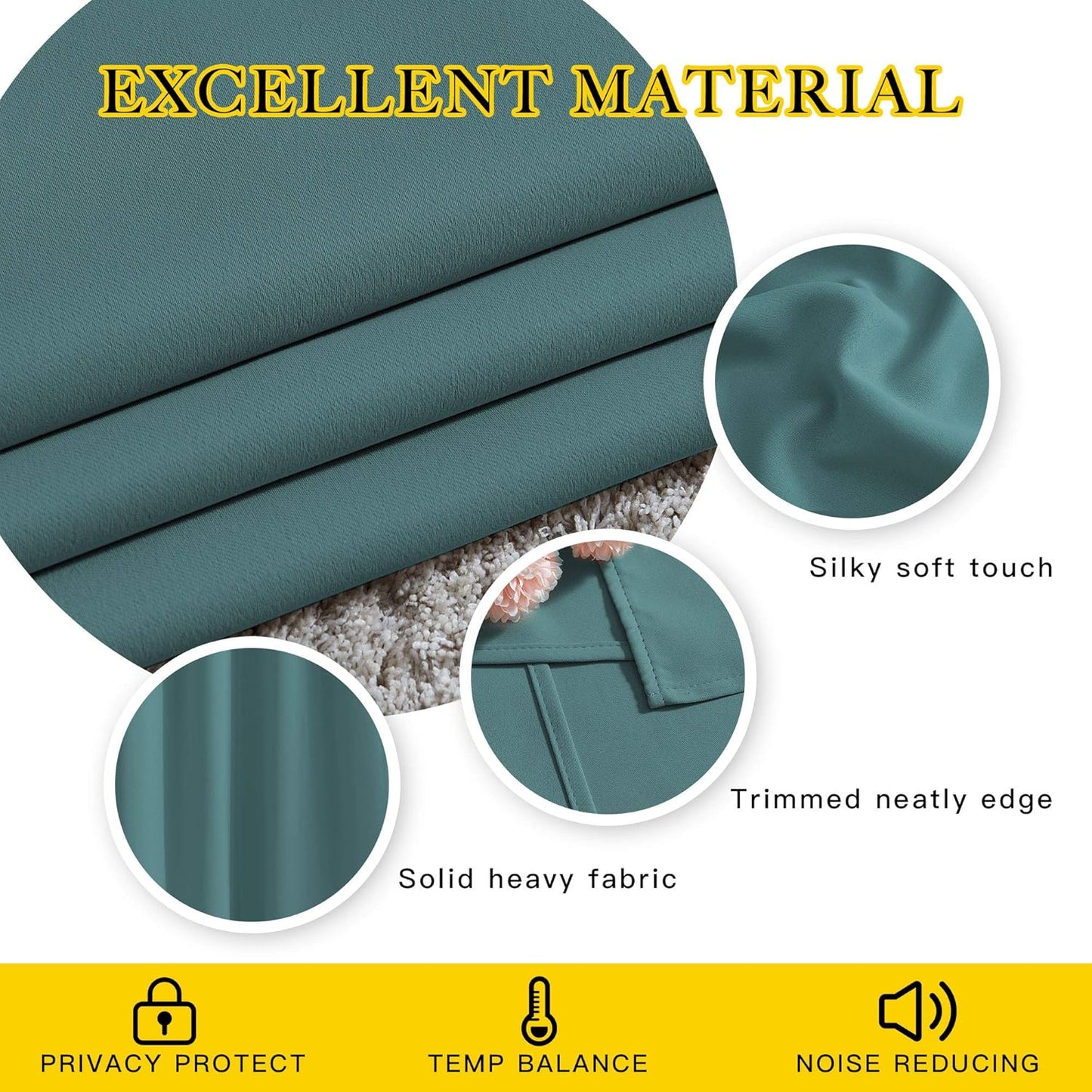 NICETOWN Sea Teal Blackout Curtains 102 inch Length, Grommet Energy Saving Thermal Drapes Sound Reducing Heat Blocking Window Treatments for Living Room, 2 Panels, W52 x L102