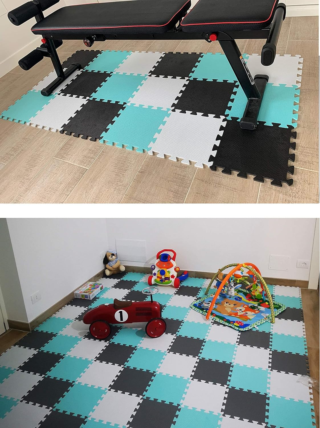 MQIAOHAM® 25 Pieces Puzzle Play Mats, Soft Baby Play Mat, Kids Interlocking Foam Floor Tiles, Toddlers Carpet Playmats G301025-101107112