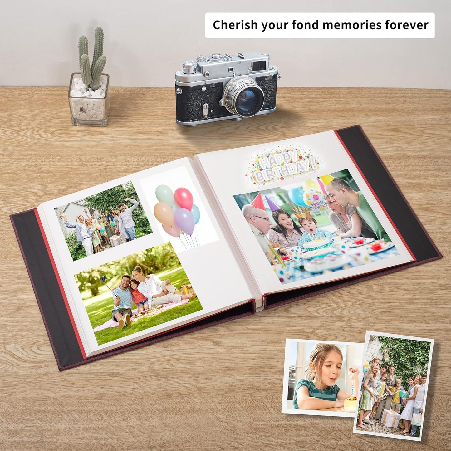 Photo Album Self Adhesive Scrapbook Album for 4×6 Pictures DIY Magnetic Linen Cover Album 15 Sheets/30 Blank Pages for Family Wedding, Birthday, Christmas, Anniversary (Purple)