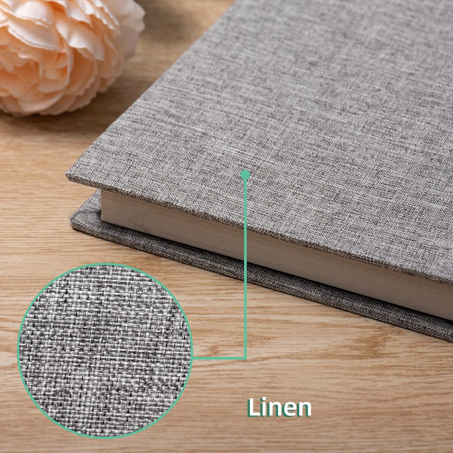 Large Photo Album Self Adhesive Scrapbook Album for 4×6 5×7 8×10 Pictures DIY Magnetic Linen Cover Album 60 Pages for Family Wedding Gifts with Metal Pen and Plastic Board