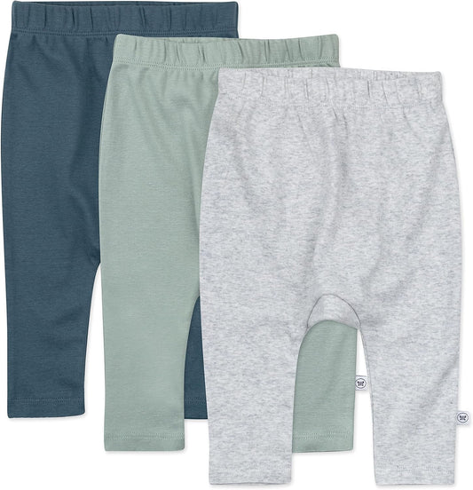 HonestBaby Multipack Harem Pants Roomy Fit Pull on Bottoms 100% Organic Cotton for Infant Baby Boys, Girls, Unisex