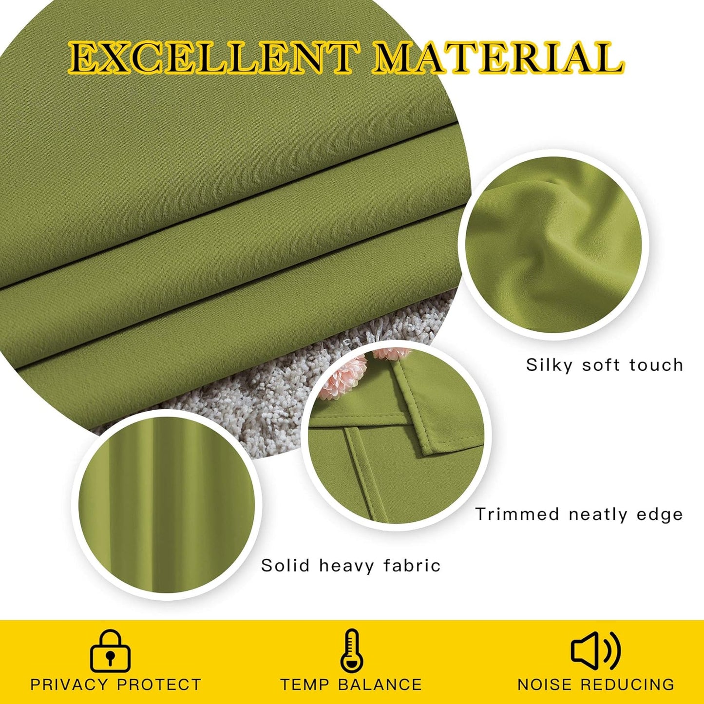 NICETOWN Fresh Green Room Darkening Bedroom Curtains 96 inches Long, Grommet Thermal Insulated Room Darkening Window Treatments Sound Reducing for Living Room, W46 x L96, 2 Panels