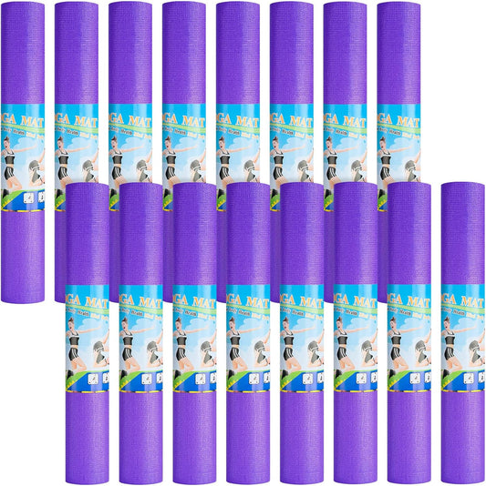 Funtery 16 Pack 3 mm Thick Yoga Mat Exercise Workout Mat Non Slip Fitness Pad for Women Gym Home Yoga Pilates