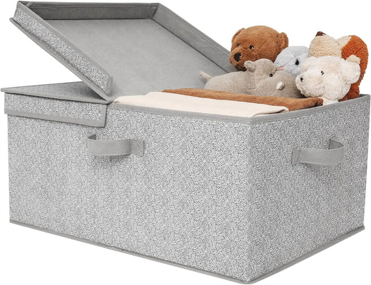 GRANNY SAYS Fabric Storage Bin with Lid, Decorative Storage Box, Extra Large Storage Baskets, Closet Organizer, Gray, 1-Pack