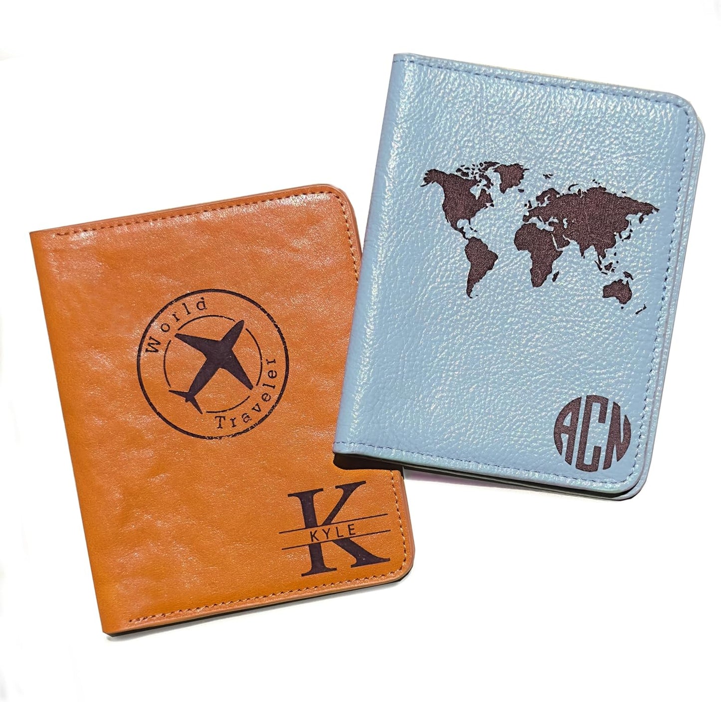 Personalized passport holder for travel- Premium genuine Leather passport Cover with Monogram, Name, Date, and Photo - Made in USA customized gifts for Women, Men, and family