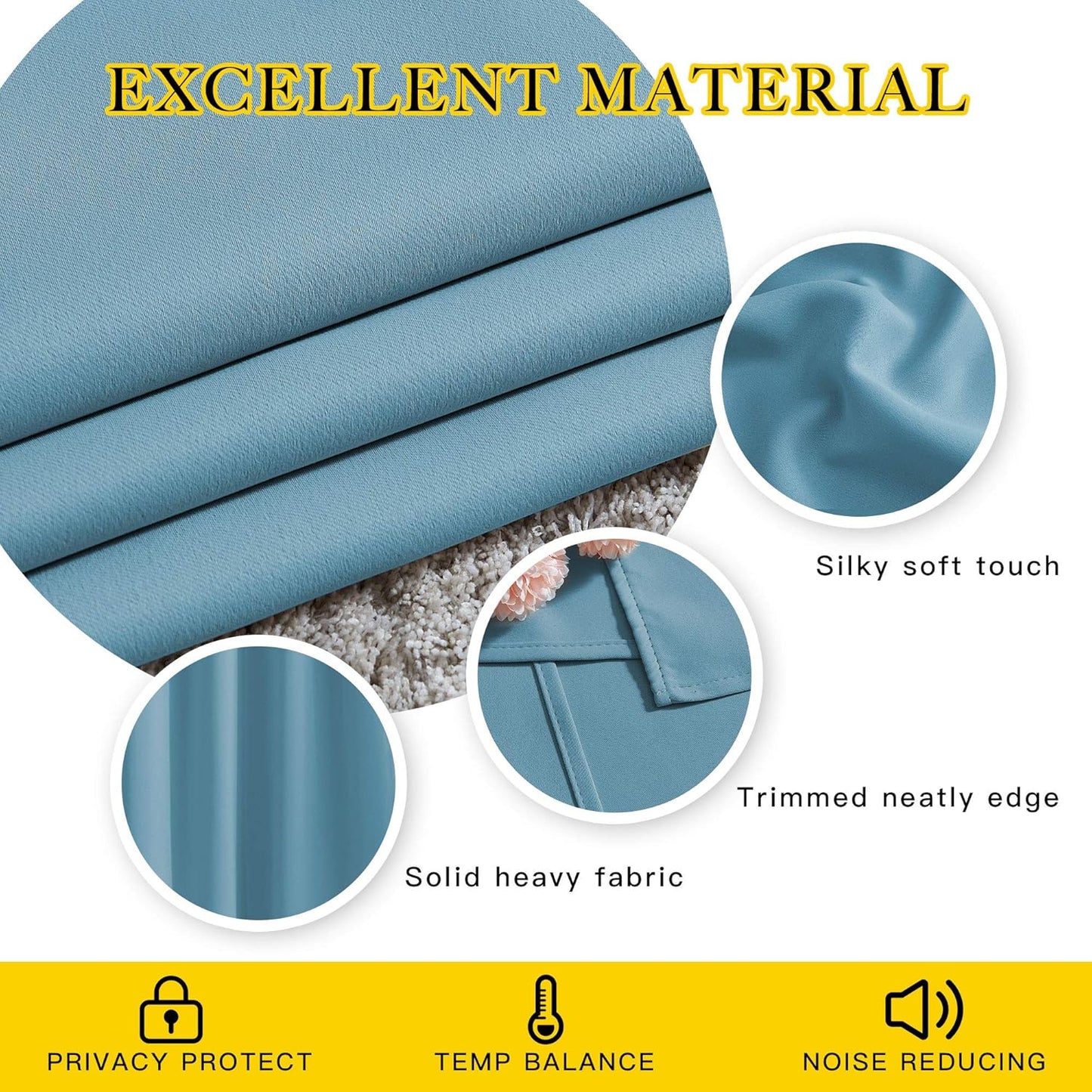 NICETOWN Room Darkening Curtain Panels - Home Fashion Ring Top Thermal Insulated Room Darkening Curtains for Bedroom/Living Room (2 Panels, 80" Wide by 95" Long, Teal Blue)