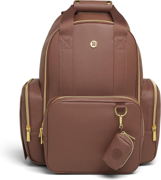 Huggies Signature Hug Pack Diaper Backpack, Cognac Leather, O/S