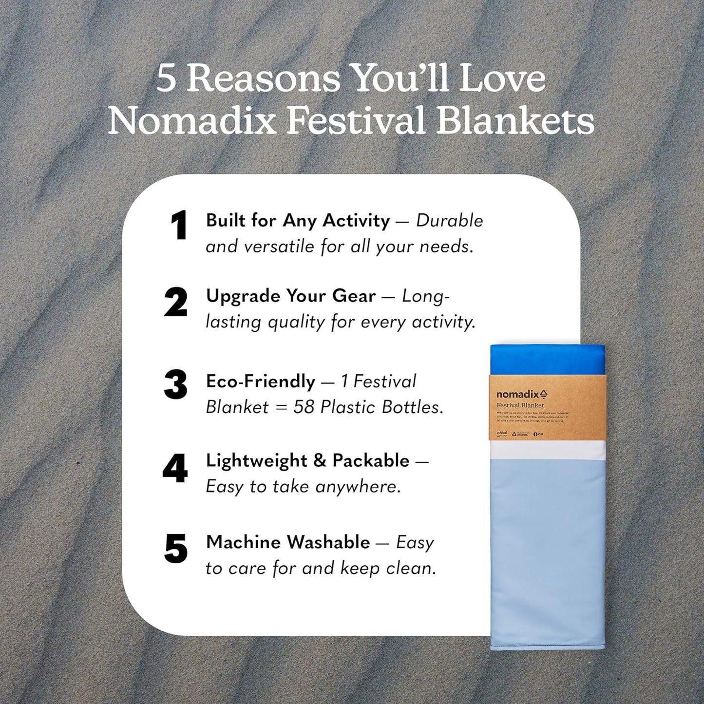 Nomadix Festival Blanket - Perfect for Picnics, Camping, & Lawn Seating - Plush Top & Water Resistant Base - Made with Post Consumer Recycled Materials - Stripes Retro - 60:x 70"