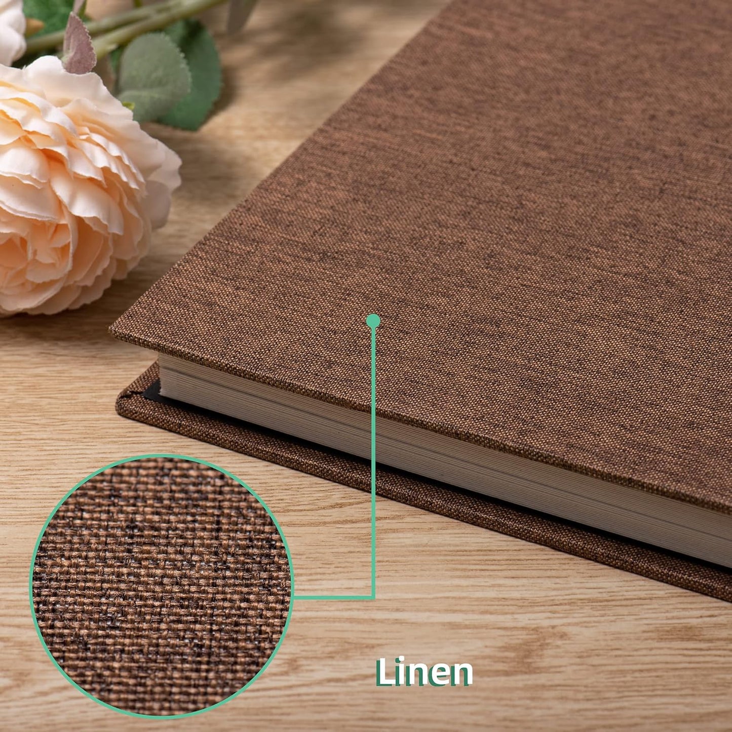 Large Photo Album Self Adhesive Scrapbook Album for 4×6 8×10 Pictures DIY Magnetic Linen Cover Album 60 Pages for Family Wedding Gifts with Metal Pen and Plastic Board