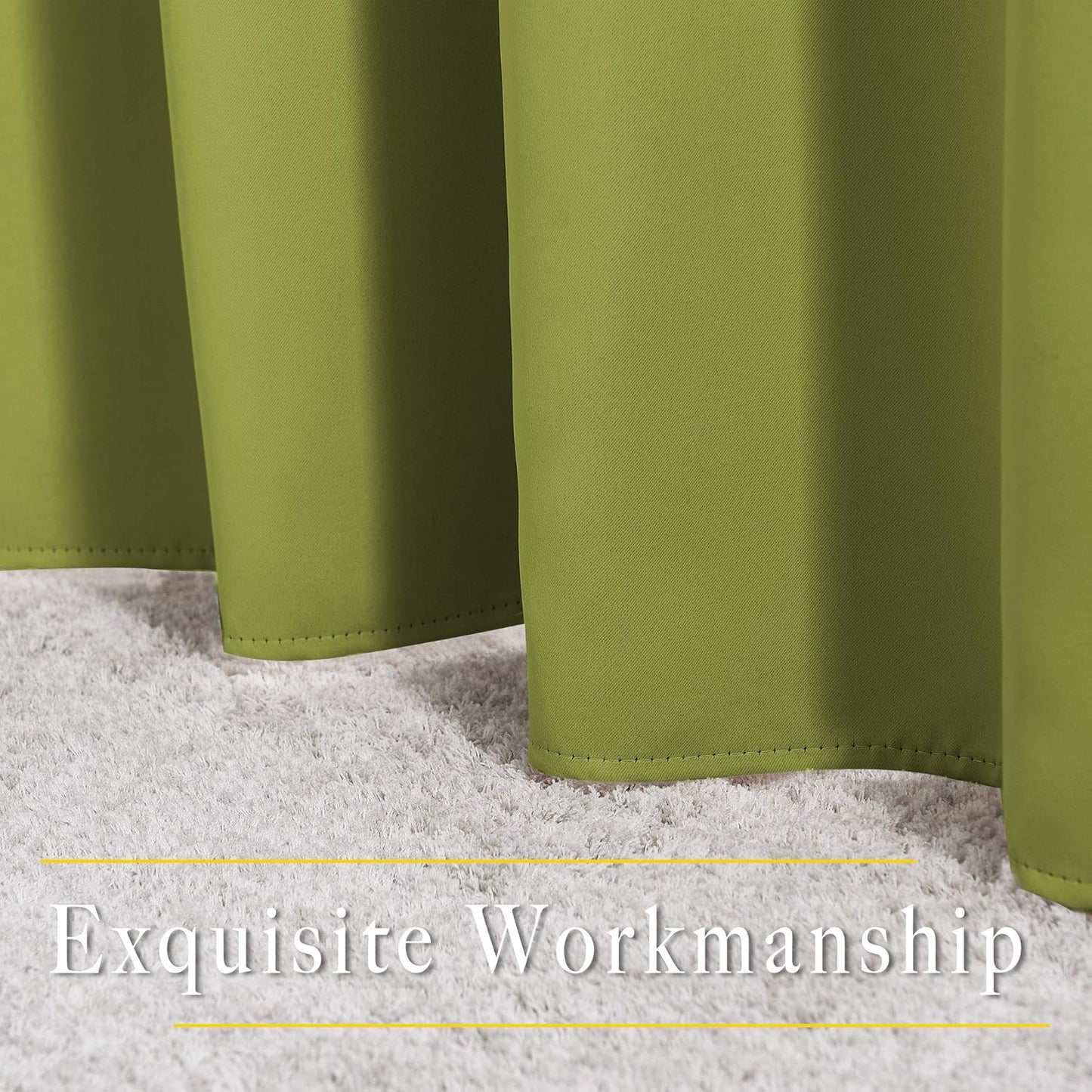NICETOWN Room Darkening Curtains and Drapes for Window 95" L - Triple Weave Energy Saving Thermal Insulated Solid Grommet Room Darkening Panels for Patio (80" Wide per Panel, 2 Panels, Fresh Green)