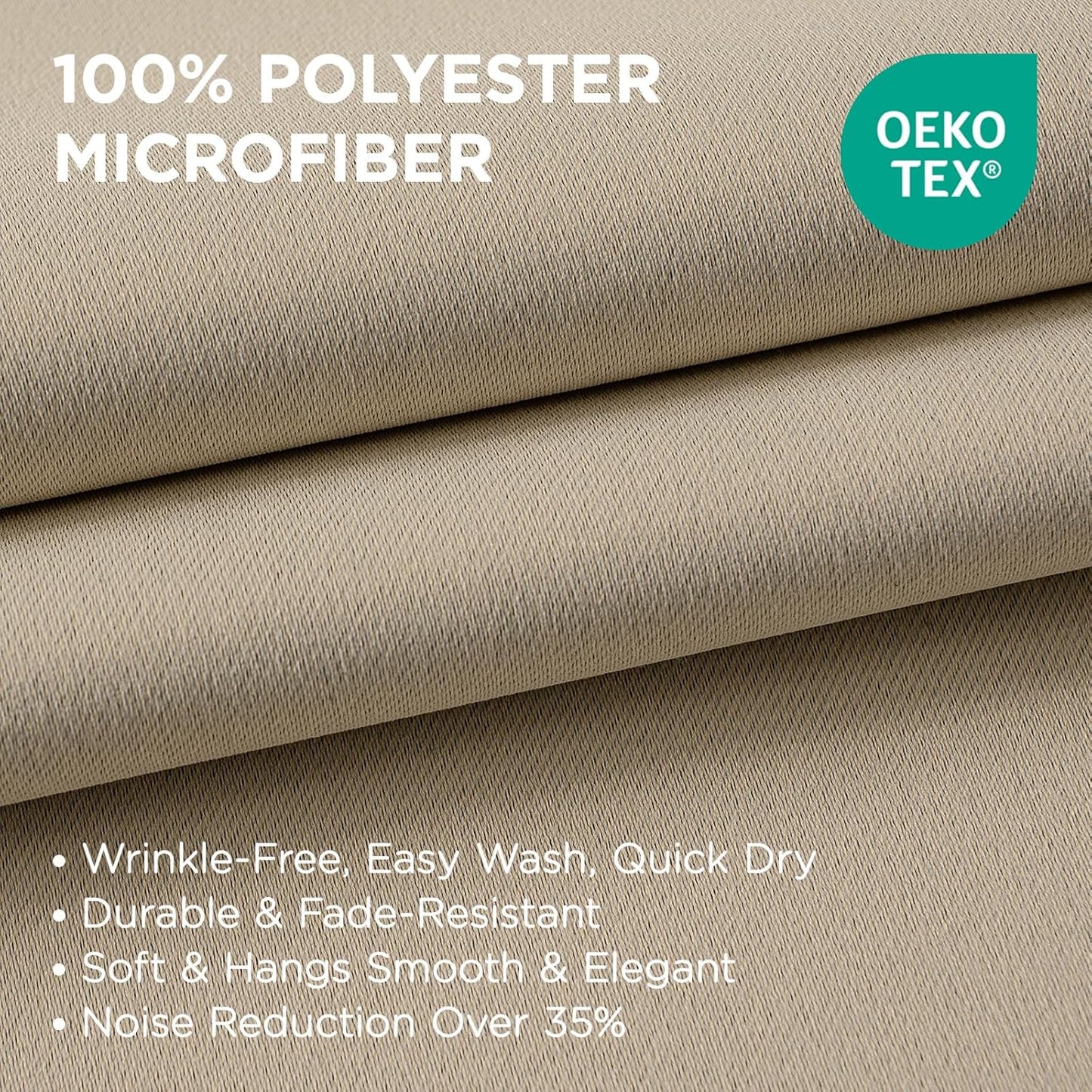 Joydeco Blackout Curtains 63 Inch Length 2 Panels Set, Thermal Insulated Long Curtains& Drapes 2 Burg, Room Darkening Grommet Drapes for Living Room Bedroom Window (W52 x L63 Inch, Light Beige)