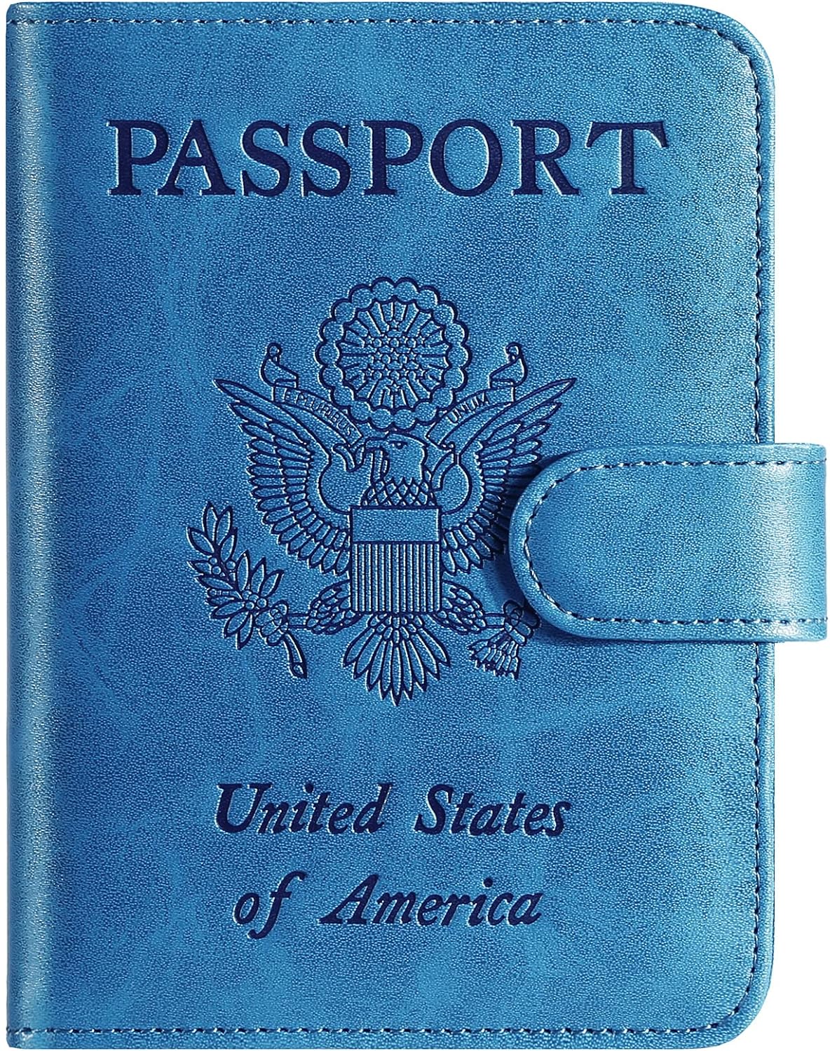 Passport Holder Cover Wallet RFID Blocking Leather Card Case Travel Accessories for Women Men (Blue)