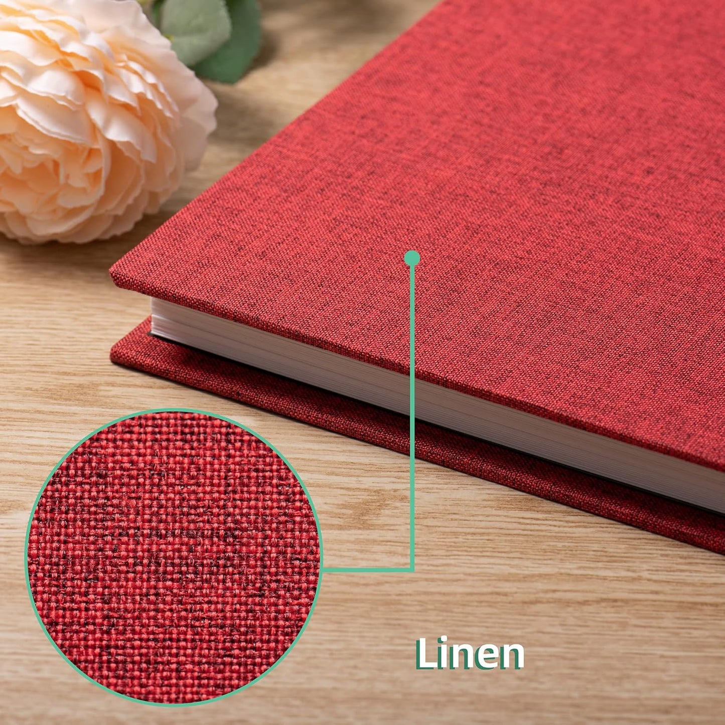 Large Photo Album Self Adhesive Scrapbook Album for 4×6 8×10 Pictures DIY Magnetic Linen Cover Album 40 Pages for Family Wedding Gifts with Metal Pen and Plastic Board